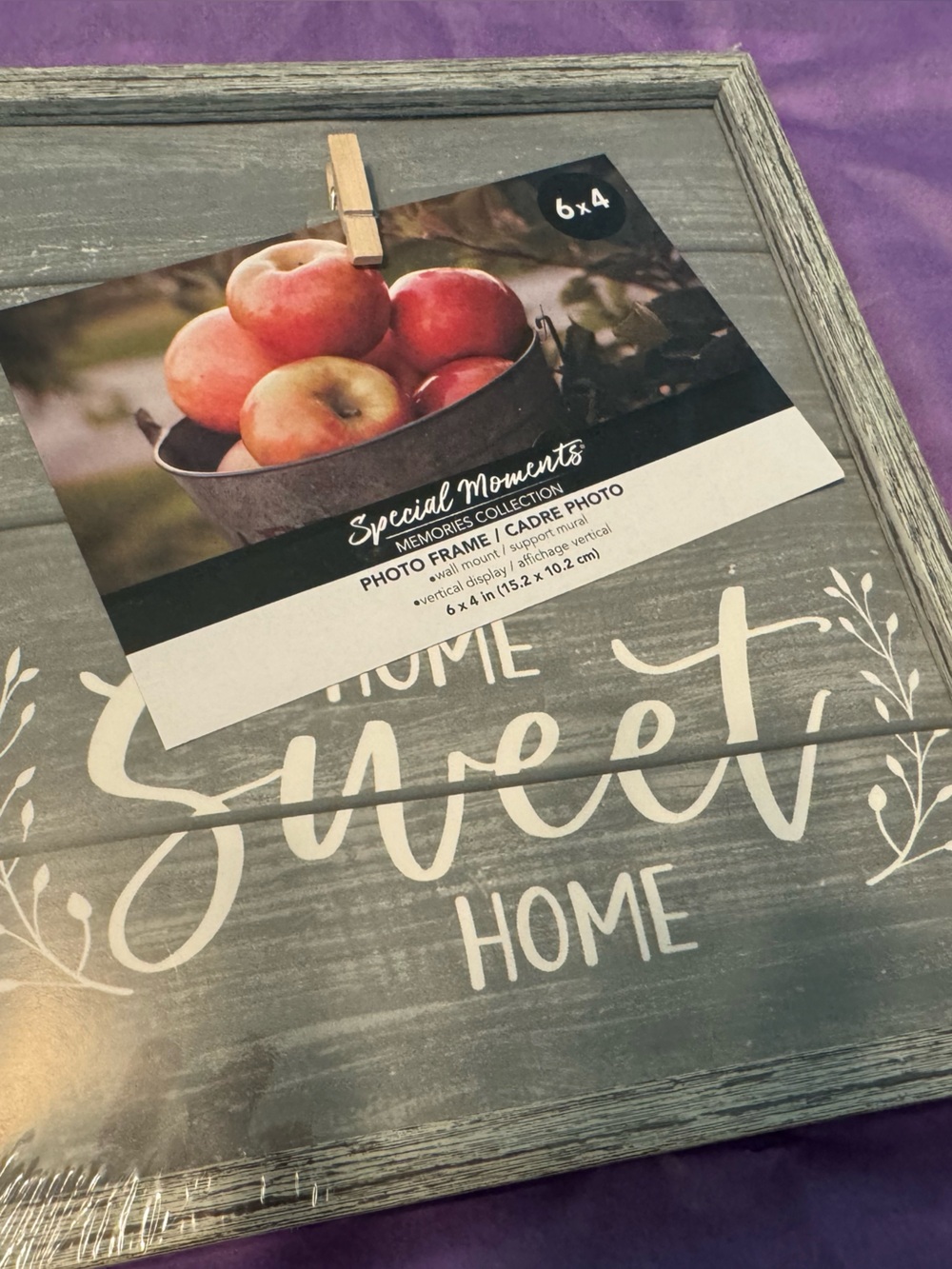 Home Sweet Home Rustic Gray Wood Photo Frame 6x4 Clothespin Farmhouse